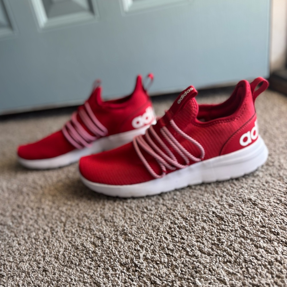 Adidas Red and White Knit Shoes